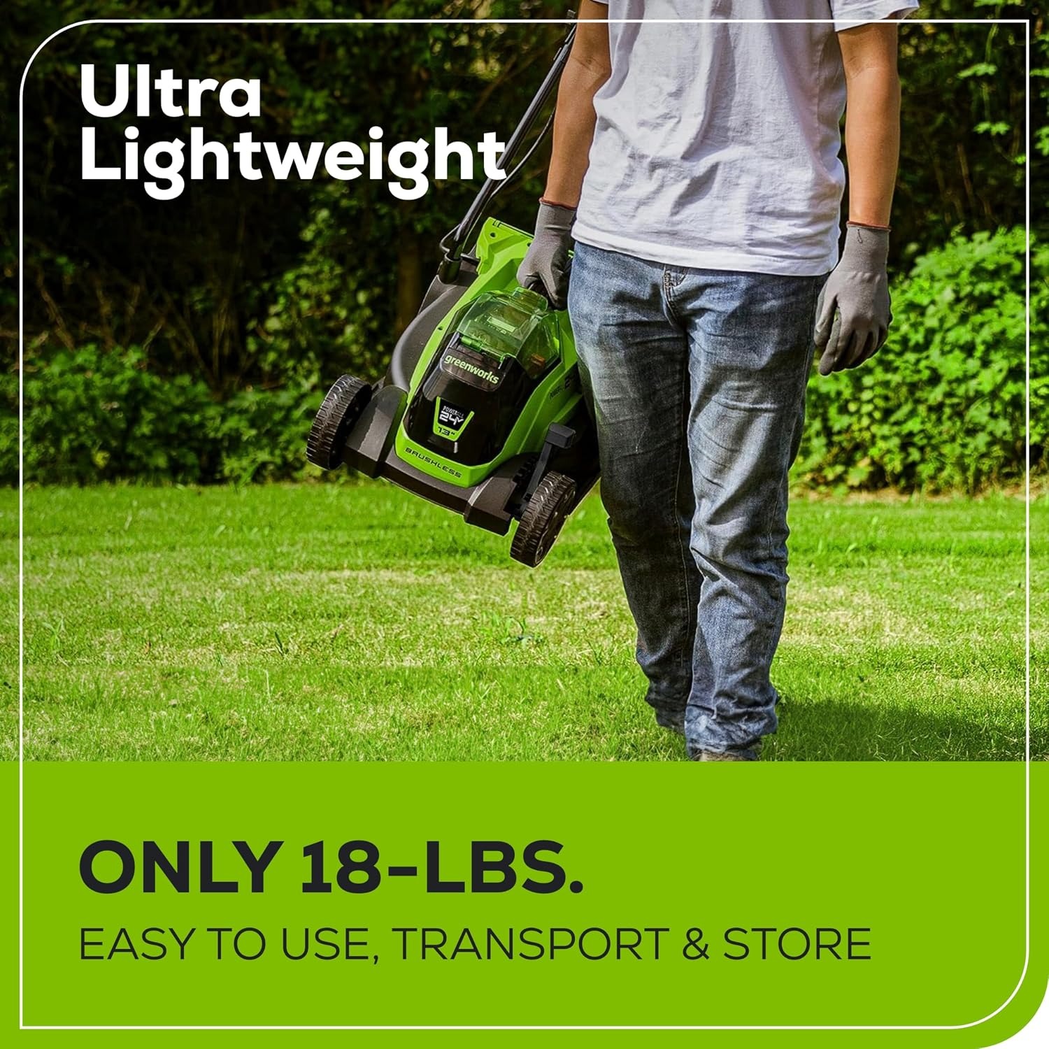 Greenworks 24V 13 Inch Cordless Lawn Mower Kit: image 5
